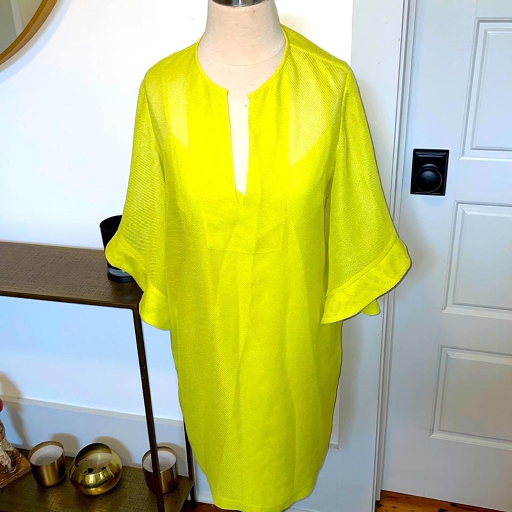 BCBGMAXAZRIA flourescent yellow dress with slip